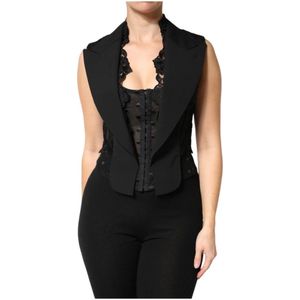 Dolce & Gabbana, Dames, Jassen, Zwart, Maat: XS Katoen,