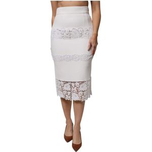 Dolce & Gabbana - Kanten Potloodrok - Wit - Viscose/Acetaat/Katoen/Elastaan/Polyester