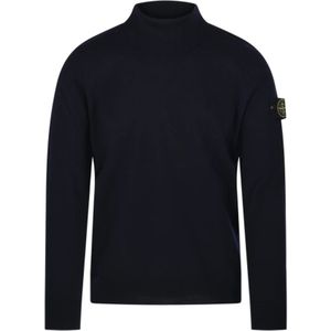 Stone Island - Blauwe Geribbelde Wollen Trui - Heren