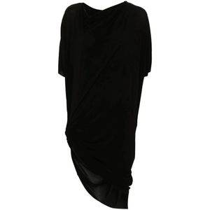 Rick Owens, Dames, Jurken, Zwart, Maat: XS Leer,