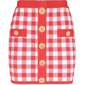 Balmain Fijngebreide ruitrok , Red , Dames , Maat: XS
