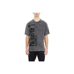 Dsquared2 Rock Wash Katoenen T-Shirt , Gray , Heren , Maat: S