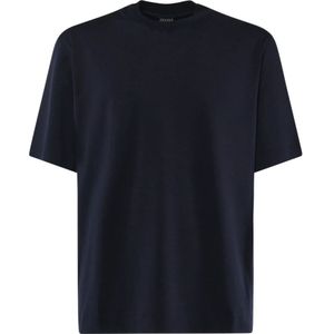 Zegna, Heren, Tops, Blauw, Maat: S Katoen,