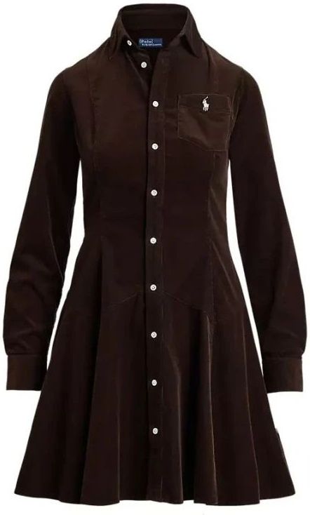 Polo Ralph Lauren - Midi-jurk - Bruin - Corduroy