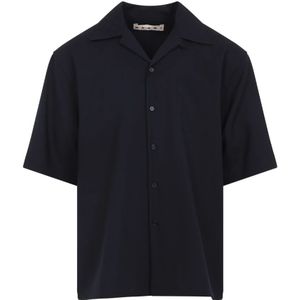 Marni - Overhemden - Blauw - Korte Mouwen - 100% Wol