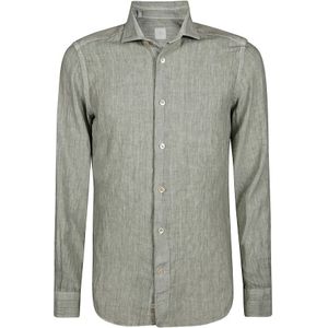 Eleventy, Heren, Overhemden, Groen, Maat: S Linnen,