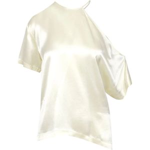 Erika Cavallini, Dames, Blouses & Shirts, Beige, Maat: XS Satijn,