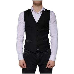 Dolce & Gabbana, Heren, Pakken, Zwart, Maat: XS Wol,