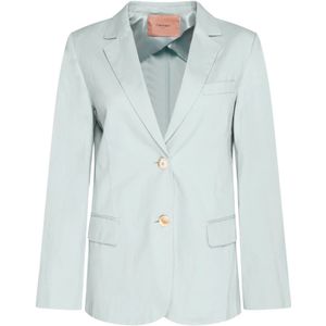 Twinset, Dames, Jassen, Blauw, Maat: S Linnen,