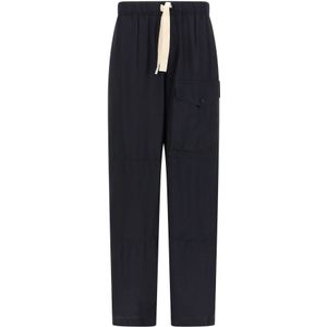 Dries Van Noten, Heren, Broeken, Blauw, Maat: XL Leer,