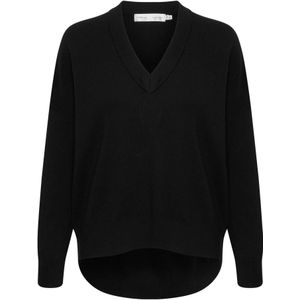 InWear - Zwarte V-hals Gebreide Trui - Dames - Katoen