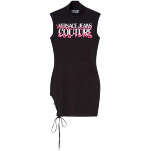 Versace Jeans Couture, Dames, Jurken, Zwart, Maat: M Katoen,