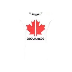 Dsquared2 Bedrukt Logo Korte Mouwen Shirt , White , Dames , Maat: L