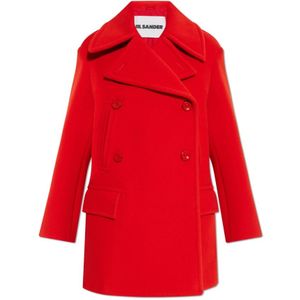 Jil Sander, Dames, Mantels, Rood, Maat: XS Wol,
