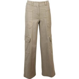 Peserico, Dames, Broeken, Beige, Maat: 2XS Zijde,