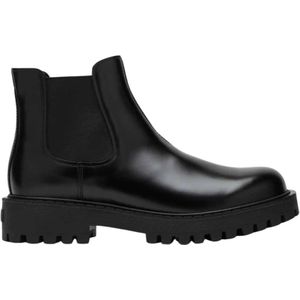 Prada, Heren, Schoenen, Zwart, Maat: 44 1/2 EU Leer,