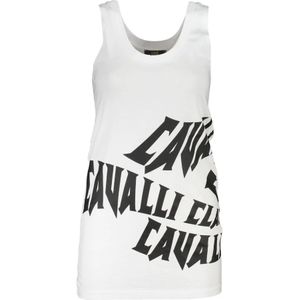 Cavalli Class - Witte Katoenen Tanktop met Print - Dames
