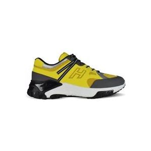 Hogan Gele en Grijze Leren Urban Trek Sneakers , Yellow , Heren , Maat: 44 1/2 EU