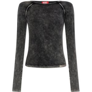 Diesel, Dames, Tops, Grijs, Maat: 2XS Denim,