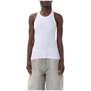The Attico - Crystal Ribbed Tank Top - Wit - Mouwloos - 95% Katoen - 5% Elastaan
