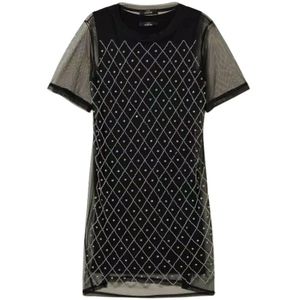 Twinset, Dames, Jurken, Zwart, Maat: S Katoen,