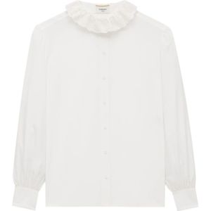 Saint Laurent, Dames, Blouses & Shirts, Wit, Maat: 2XS Katoen,