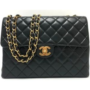 Chanel Vintage, Dames, Pre-owned, Zwart, Maat: ONE Size Leer,