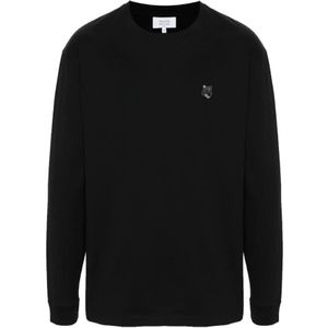 Maison Kitsuné, Heren, Tops, Zwart, Maat: L Katoen,