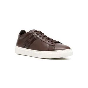 Hogan Bruine Leren Sneakers voor Modieuze Mannen , Brown , Heren , Maat: 44 EU