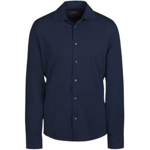 Moorer, Heren, Overhemden, Blauw, Maat: L Katoen,