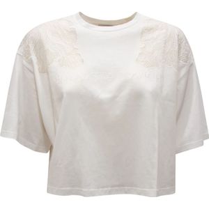 Elisabetta Franchi, Dames, Tops, Wit, Maat: M Zijde,