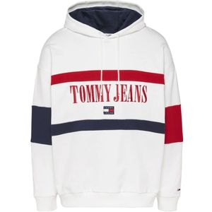 Tommy Jeans, Heren, Sweatshirts & Hoodies, Wit, Maat: L Katoen,