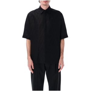 Fendi, Heren, Overhemden, Zwart, Maat: M Katoen,