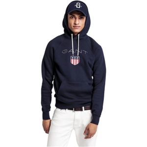 Gant, Heren, Sweatshirts & Hoodies, Blauw, Maat: 3XL Katoen,