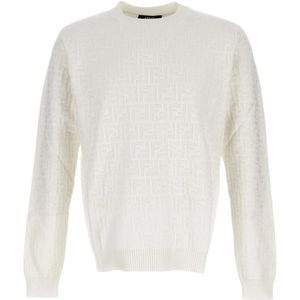 Fendi, Heren, Truien, Wit, Maat: S Katoen,