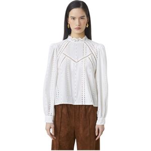 Suncoo, Dames, Blouses & Shirts, Wit, Maat: M Katoen,