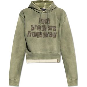 Dsquared2, Dames, Sweatshirts & Hoodies, Groen, Maat: XS Katoen,