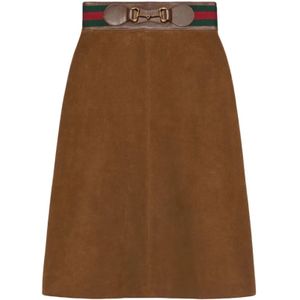 Gucci, Dames, Rokken, Bruin, Maat: XS Suède,