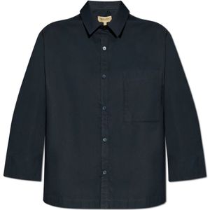 Woolrich, Dames, Blouses & Shirts, Blauw, Maat: L Katoen,