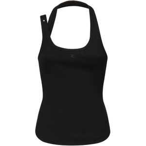 Courrèges, Dames, Tops, Zwart, Maat: XS Katoen,