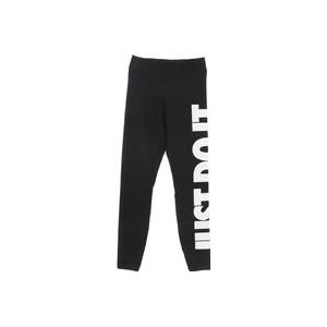 Nike Hoge Taille Zwart/Wit Legging Essential , Black , Dames , Maat: S