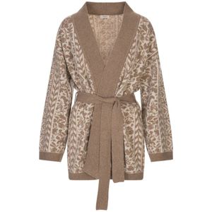 Agnona, Dames, Truien, Bruin, Maat: S Kasjmier,