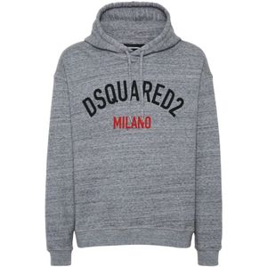 Dsquared2, Heren, Sweatshirts & Hoodies, Grijs, Maat: M