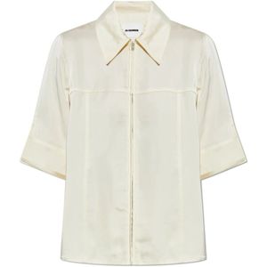 Jil Sander, Dames, Blouses & Shirts, Beige, Maat: S Viscose,