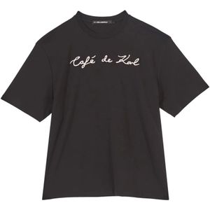 Karl Lagerfeld, Dames, Tops, Zwart, Maat: S Katoen,