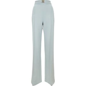 Elisabetta Franchi, Dames, Broeken, Blauw, Maat: XL Zijde,
