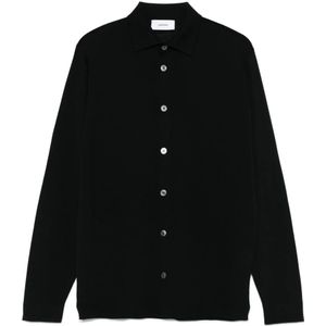 Lardini, Heren, Overhemden, Zwart, Maat: 2XL Wol,