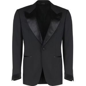 Tom Ford, Heren, Jassen, Zwart, Maat: M Wol,