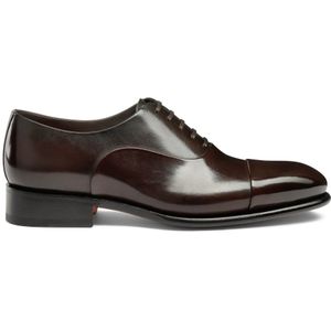 Santoni Leren Oxford veterschoen , Brown , Heren , Maat: 41 1/2 EU