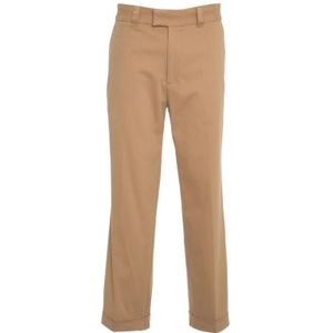 Paolo Pecora, Heren, Broeken, Bruin, Maat: M Katoen,